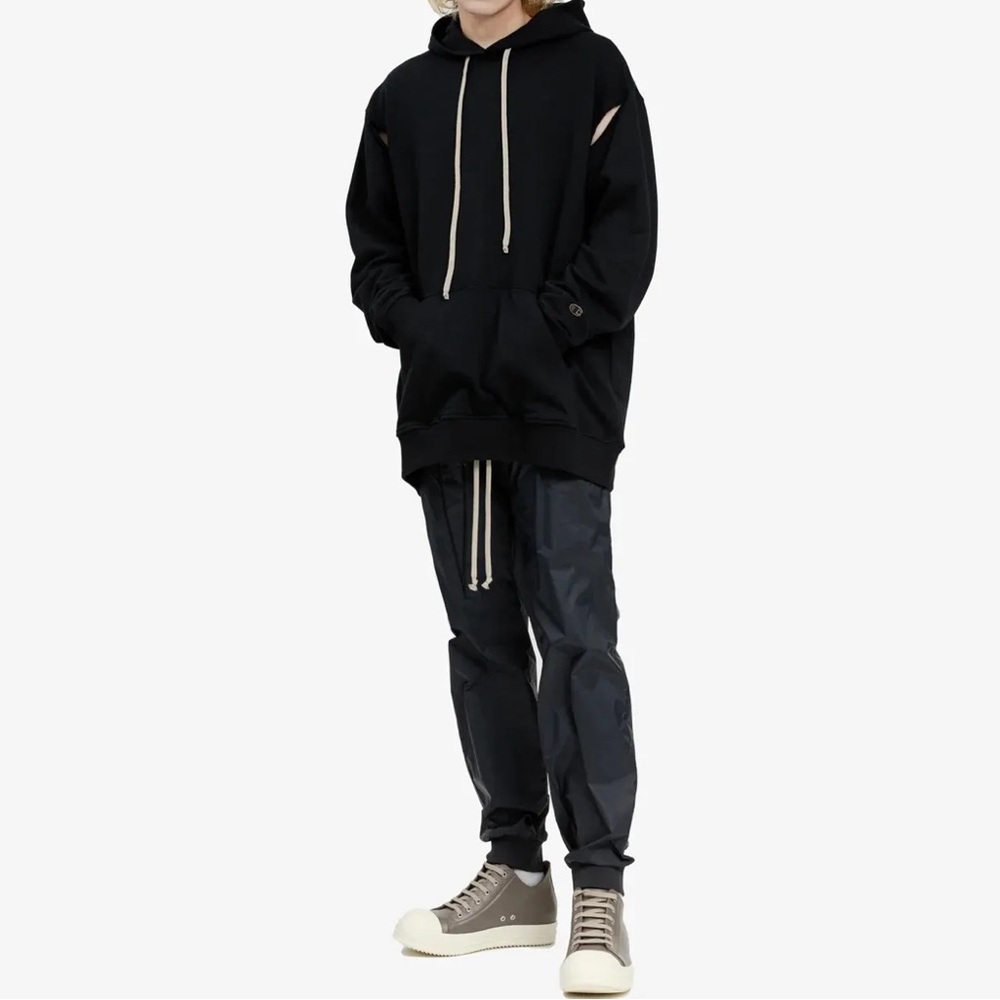 Rick Owens x Champion Jumbo Hoodie Black One Size UNI Cutout Oversized NWT Italy